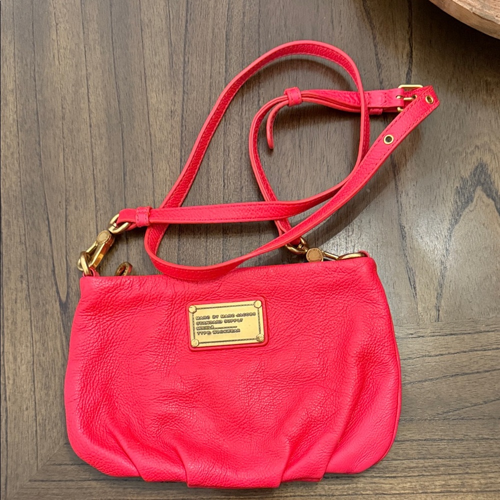 Marc by Marc Jacobs Hot Pink Leather crossbody with gold accents